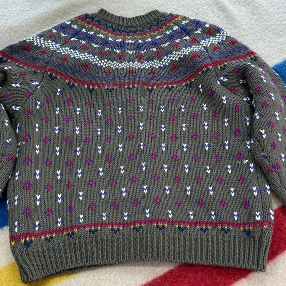 Northern Isles Fair Isle Knit Cardigan Sweater XL Olive Green Cottagecore Preppy - Picture 6 of 6